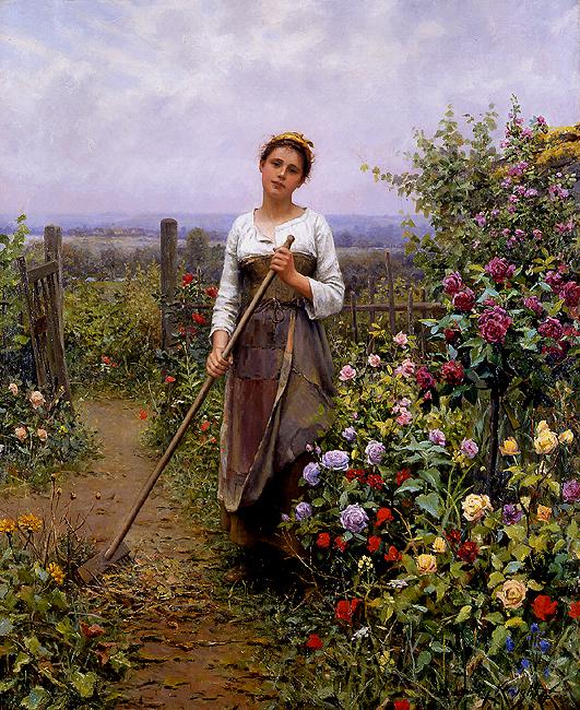 Daniel Ridgeway Knight La Petite Jardiniere oil painting image